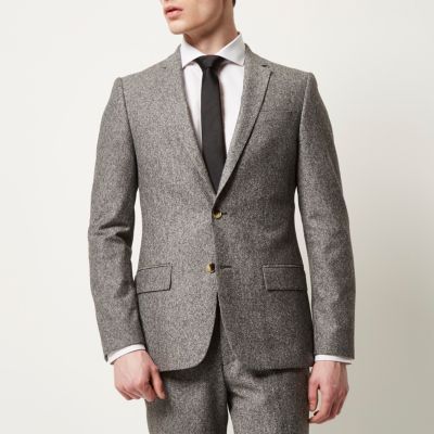 Grey neppy skinny suit jacket